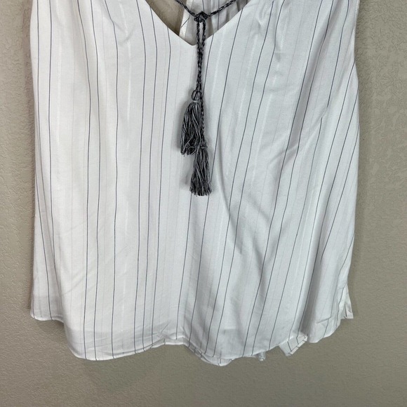Gentle Fawn Womens T Back Tank Top Size Small White/Black Striped Tasseled Boho - Picture 4 of 13